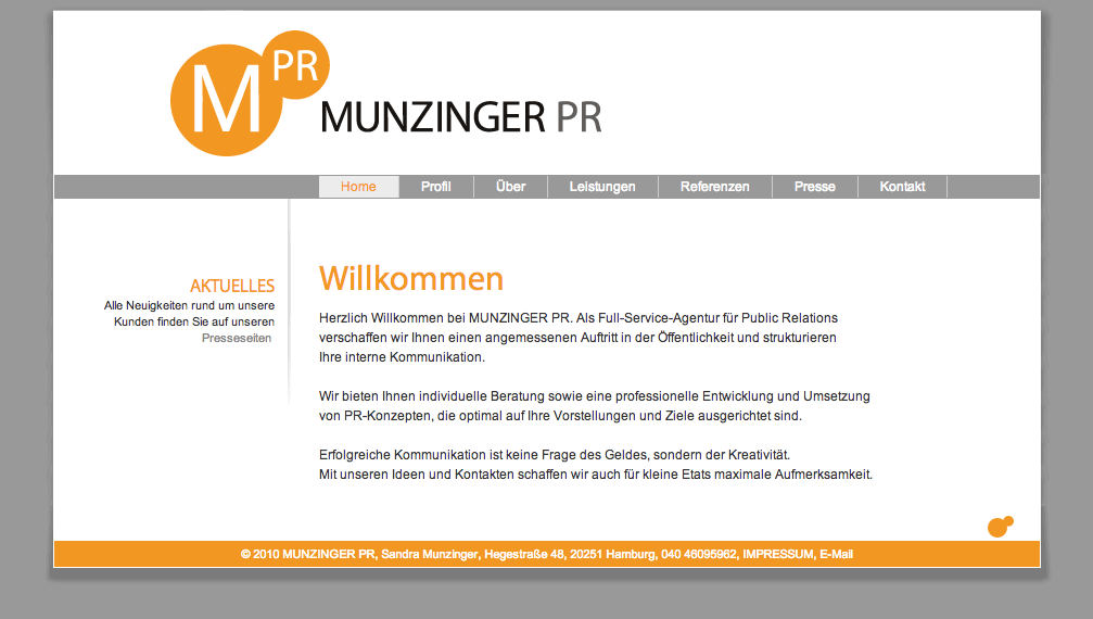 Munzinger-PR Web Unterseite