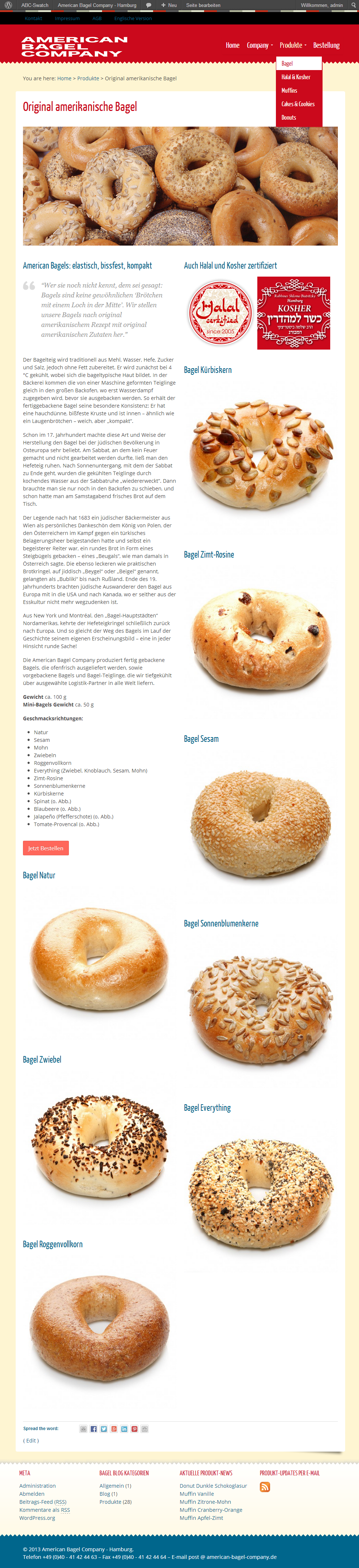ABC Bagel Produkte-Webseite